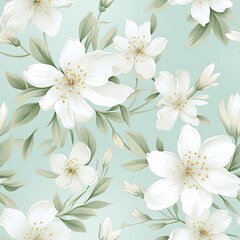 Obraz premium Seamless background of white floral pattern .fabric texture. Pastel color background.