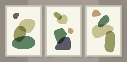Abstract posters set. Contemporary Matisse organic shapes decorative element. Vector art print, wall decor.
