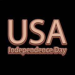 Independence Day Vintage USA 3d text, United States of America celebration. Hand lettering, american holiday grunge texture retro design vector illustration