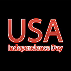 USA Independence Day 3d text, United States of America celebration. Hand lettering, american holiday grunge texture retro design vector illustration