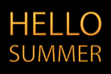 Hello summer time heading design for banner or poster. Summer event concept. 3d text effect. Vector illustration.