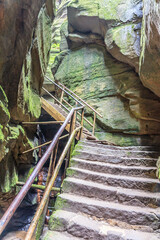 Tourist trail in the Adrspach-Teplice Rocks in northeastern Bohemia, Czech Republic