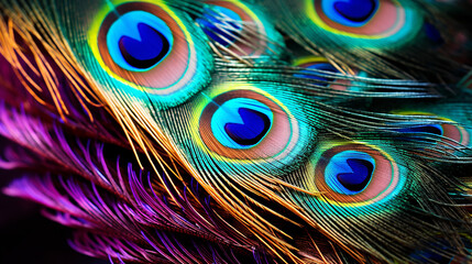 Close up of peacock feather detail