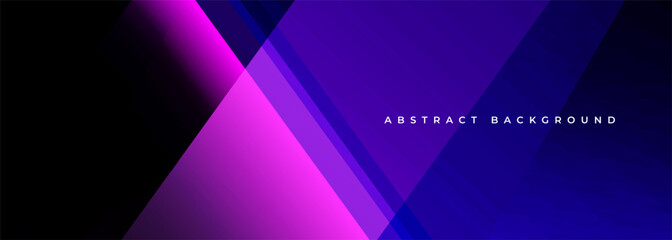 Bright modern pink and blue abstract wide banner. Black and purple abstract background with diagonal lines and shapes. Vector illustration