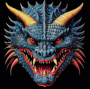 recommend clip art: 3d illustration of the head of a chinese dragon on white background. AI generative.