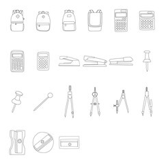 Vector sketchy hand drawn stationary set isolated on white. Doodle office and school things.