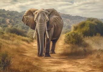 Fototapeta na wymiar African elephant in african savanna. Generative AI