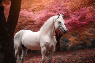 Obraz na płótnie Canvas Beautiful portrait of a horse in nature. Generative AI