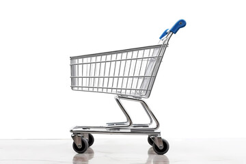 Empty shopping cart isolated on white background. Generative ai design.