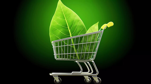 Eco friendly shopping cart. Zero waste. Generative ai design.