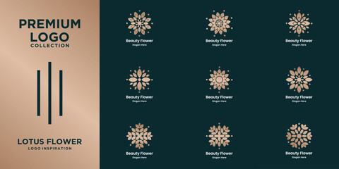 Set Luxury Best Collection Lotus Flower Logo Design