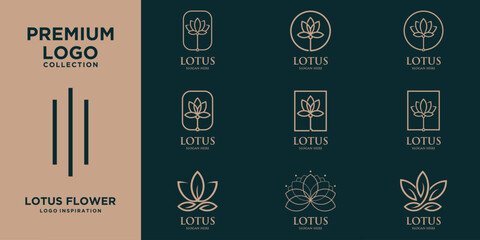 Set Premium Collection Lotus Flower Logo Design