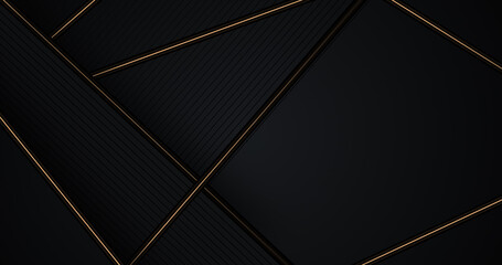 Abstract luxury background with golden lines on black background. Gold polygonal random network shine glitter design. Premium minimal dynamic banner. Modern dark royal elegant christmas. Friday Sale