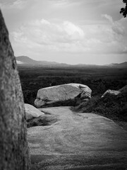 dirt road with big rock