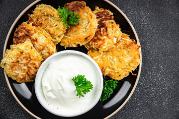 hash browns cutlet vegetable vegetables food healthy meal food snack on the table copy space food background rustic top view