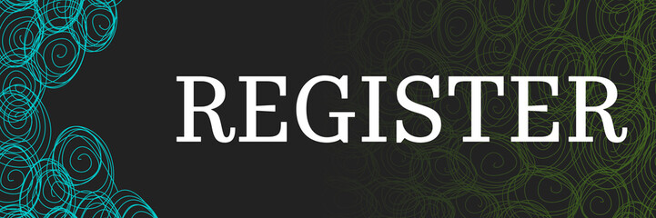 Register Turquoise Green Scribble Dark Horizontal Text 