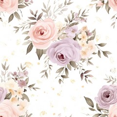 Gentle Rose flower Seamless pattern texture. Happy mother day, woman’s day, girls birthday, Valentine’s day design. Gift box wrapping paper, textile, bed linen or dress print. Floral AI illustration.