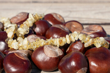 Chestnuts with semi-precious stones. Citrine.