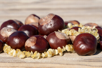 Chestnuts with semi-precious stones. Citrine.
