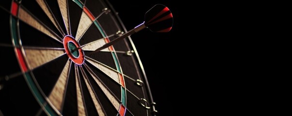 Success goal - Close up on a dart hitting the centre of the target - banner