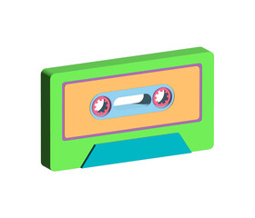 Vivid illustration Audio Cassettes from the 70s 80s 90s. Nostalgia retro and neon vintage. Retrofuturism. 3d cassette on white background.