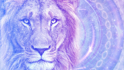 Lion on an Ethereal Portal Background Meditation Cover, Thumbnail