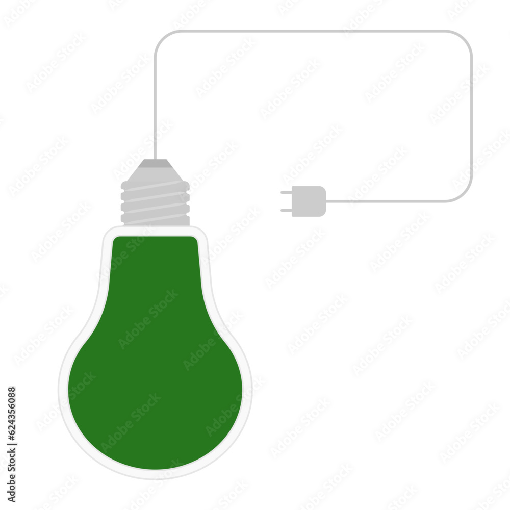 Poster lightbulb with plug brochure element design. efficient power consumption. vector illustration with e