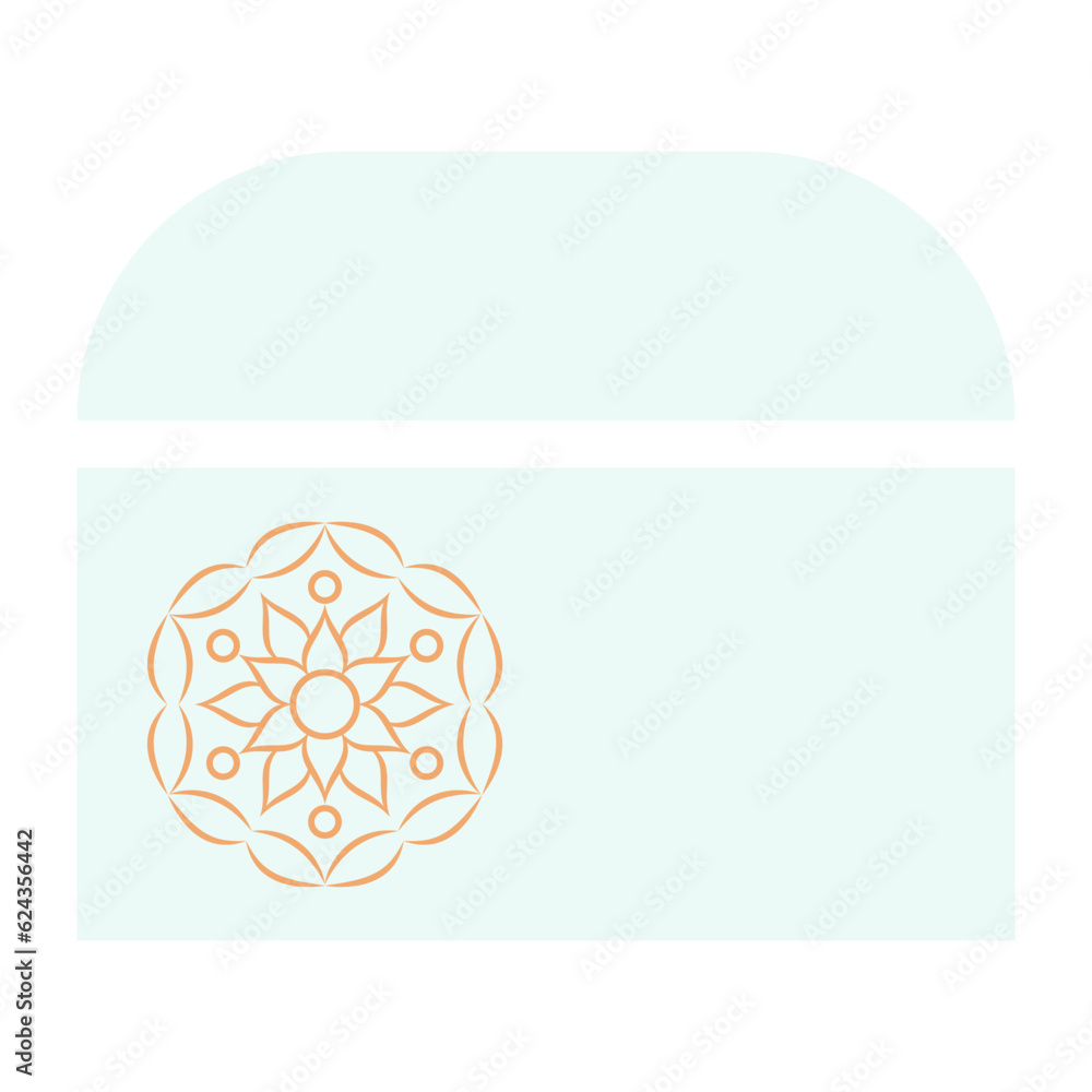 Poster mandala stamp on mint rectangular shape brochure element design. vector illustration with empty copy