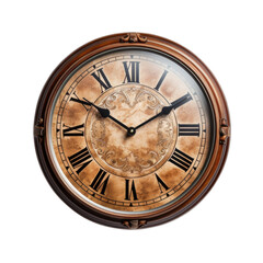 Vintage Wall Clock isolated on transparent background. Generative AI