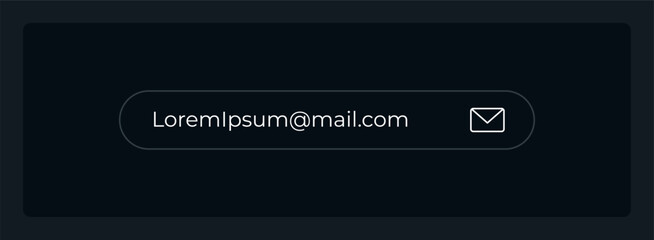 Email address field UI element template. Editable isolated vector dashboard component. Flat user interface. Visual data presentation. Web design widget for mobile application with dark theme