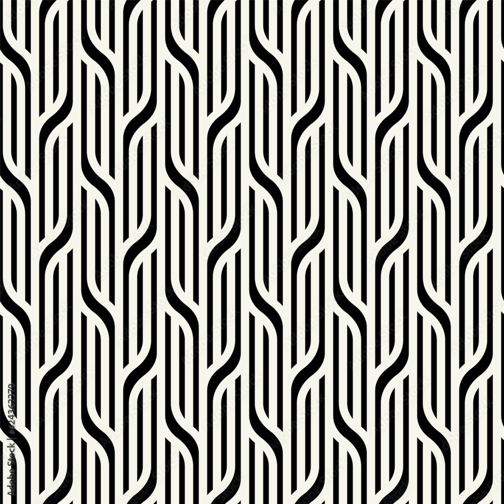 Wall mural vector seamless pattern with geometric waves. endless stylish texture. ripple monochrome background.