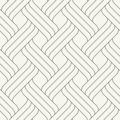Vector seamless pattern. Line art geometric waves. Endless stylish texture. Ripple thin monochrome background. Linear weaved grid. Elegant interlaced swatch.	