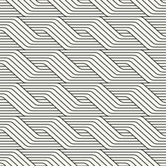 Vector seamless pattern. Line art geometric waves. Endless stylish texture. Ripple thin monochrome background. Linear weaved grid. Elegant interlaced swatch.	