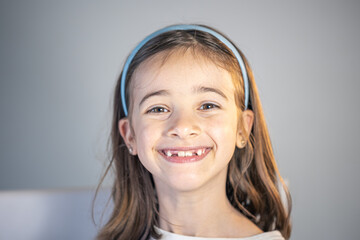 Child during orthodontist visit and oral cavity check-up.