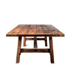 Reclaimed Wood Dining Table isolated on transparent background. Generative AI