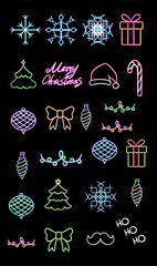 glowing desktop icon, neon Christmas sticker, neon holiday figure, glowing figure, neon geometrical figures 