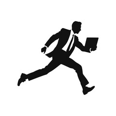 Businessman running, vector art, isolated on white background, vector illustration.