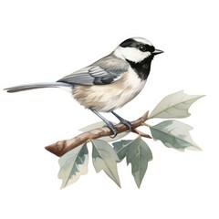Carolina chickadee bird isolated on white. Generative AI