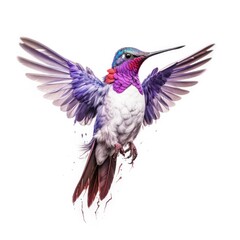 Obraz premium Costas hummingbird bird isolated on white. Generative AI