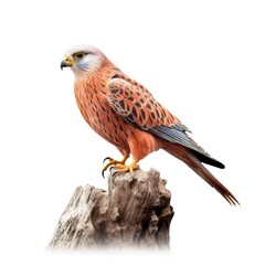 Fototapeta premium Eurasian kestrel bird isolated on white. Generative AI