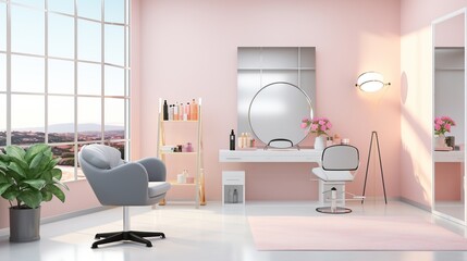 Stylish beauty salon interior. Hairdresser and make-up artist workplace
