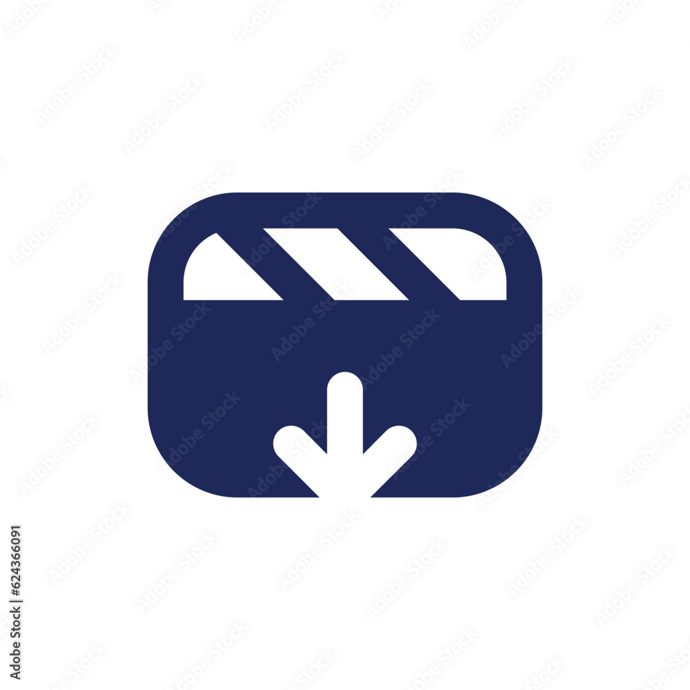 Poster import video file black pixel perfect solid ui icon. footage editing software. media player applicat