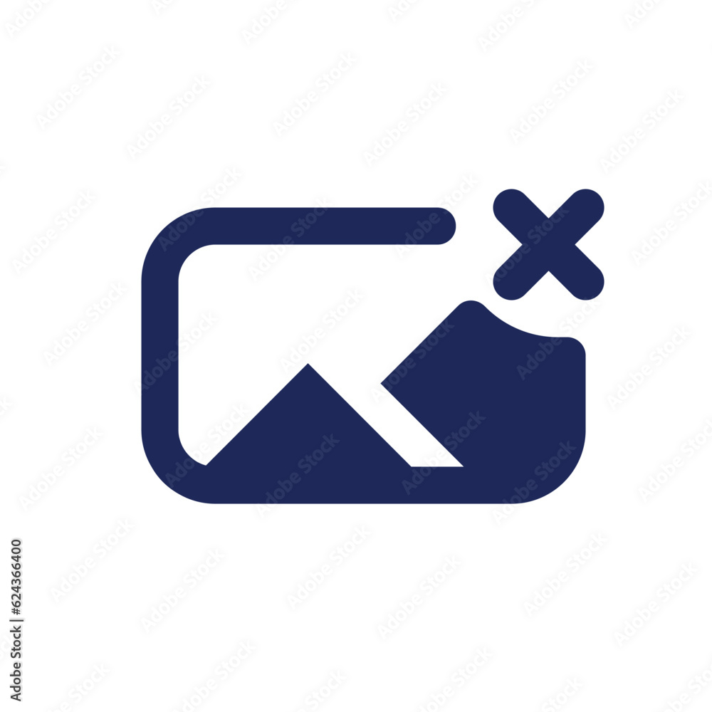 Poster remove photo file black pixel perfect solid ui icon. deleting picture. storage service. image and cr