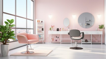 Stylish beauty salon interior. Hairdresser and make-up artist workplace