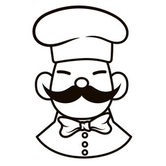 Chef in a cooking hat Simple Line Art Symbol vector outline logo. Kitchen simple black icon. Portraits of employees in line art. Linear flat vector collection isolated on white background.