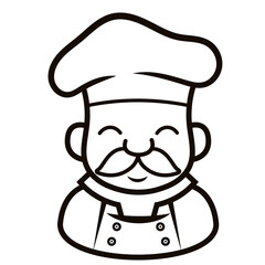 Obraz na płótnie Canvas Chef in a cooking hat Simple Line Art Symbol vector outline logo. Kitchen simple black icon. Portraits of employees in line art. Linear flat vector collection isolated on white background.