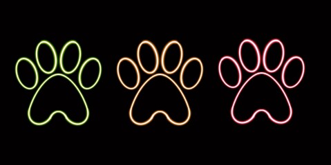 glossy paw print glowing desktop icon, neon sticker, neon figure, glowing figure, neon geometrical figures  © NNclipart