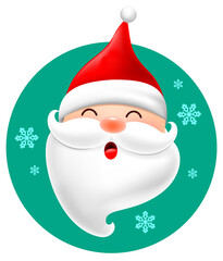 Cute santa claus cartoon  character design in circle. Merry Christmas concept, illustration.