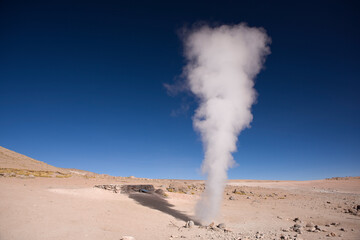 Bolivia geothermal field Sol de Magna on a sunny winter day