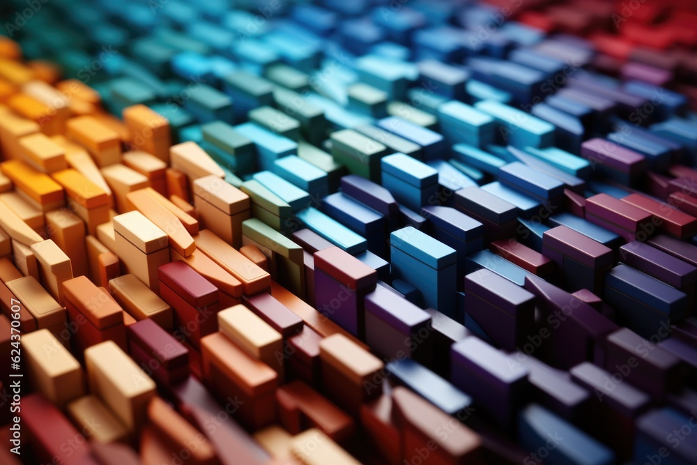 Poster a close up of a rainbow of colored blocks. generative ai.